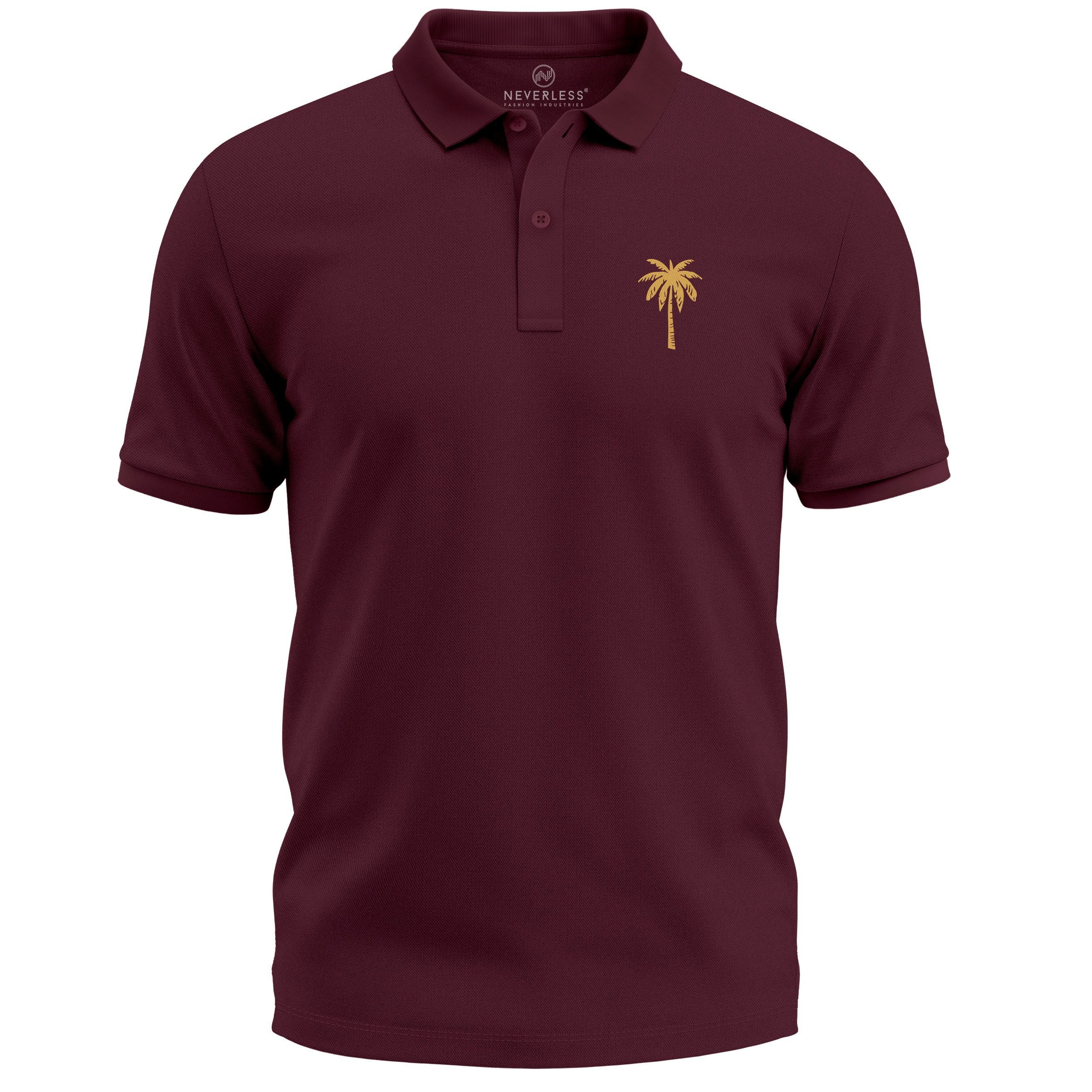 Poloshirt Poloshirt Herren mit Palmen-Logo Kurzarm Polo Sommer Casual Look