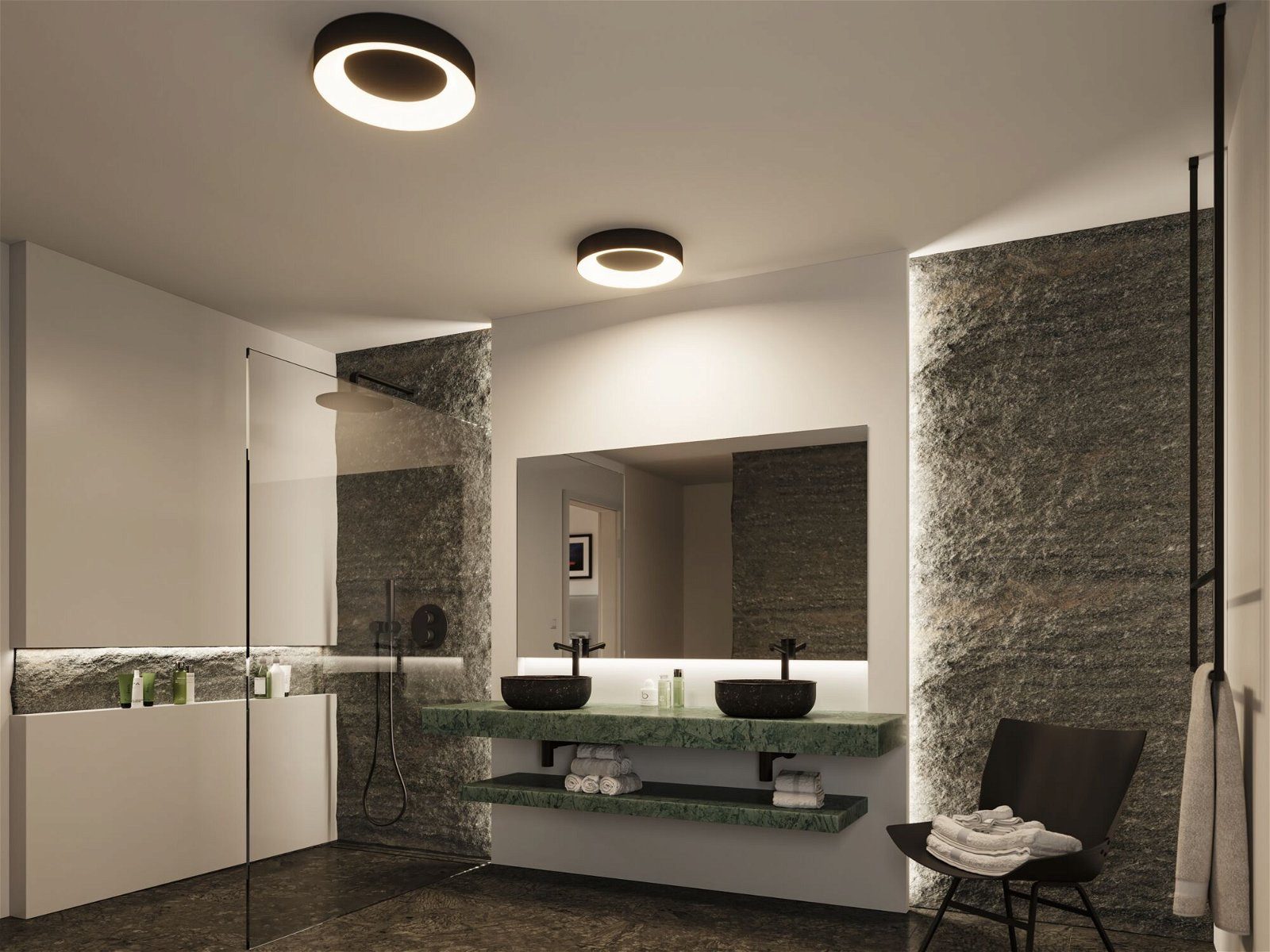 Paulmann LED Deckenleuchte Casca IP44 White Switch 2100lm 230V 23W Schwarz günstig online kaufen