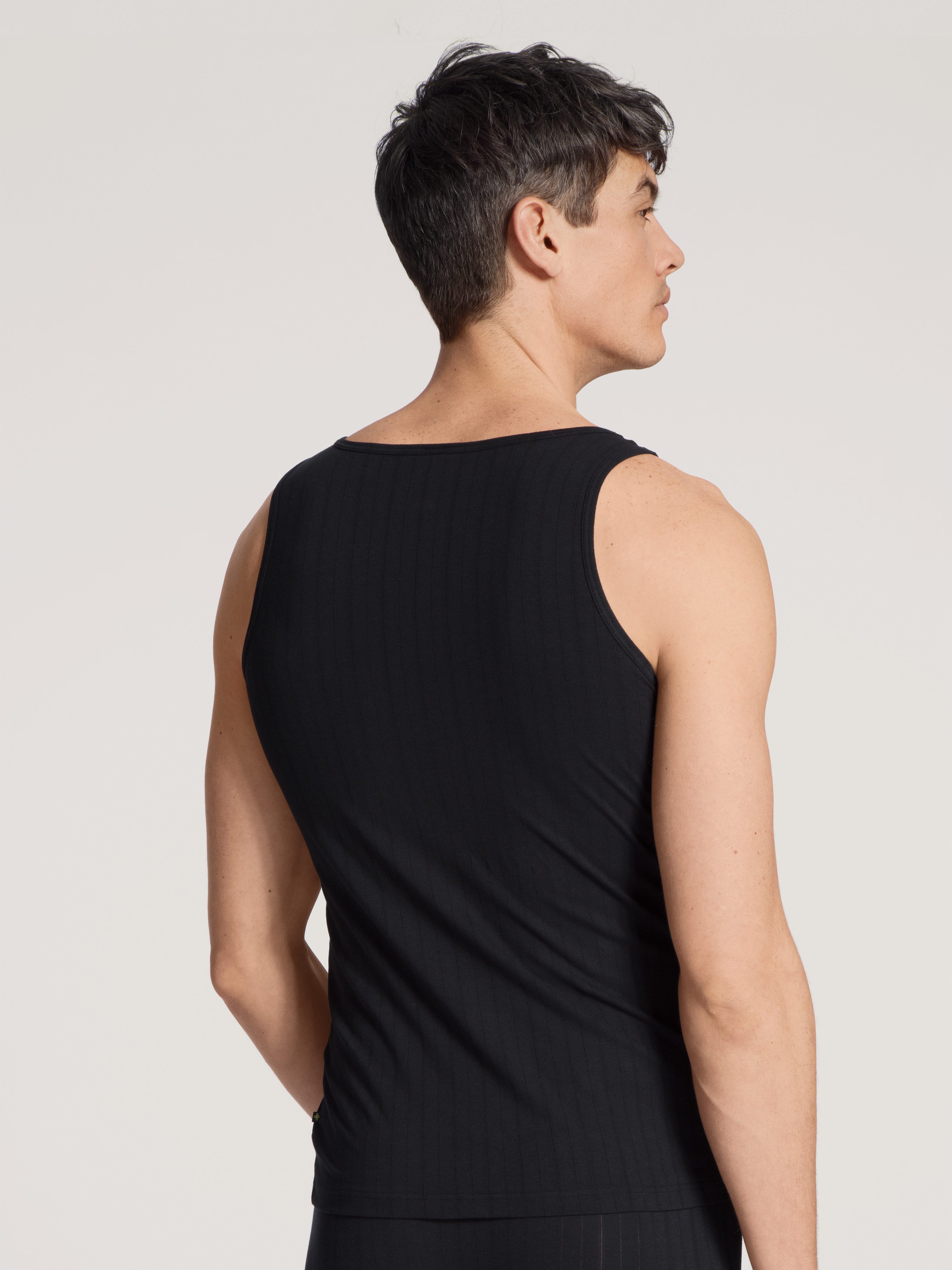 CALIDA Muskelshirt Pure & Style Rundhals-Ausschnitt, Single Jersey, Baumwollmix, elastisch