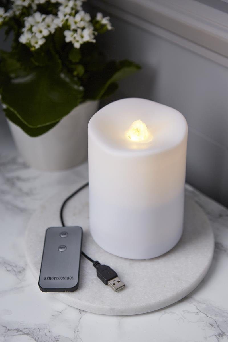 STAR TRADING LED-Kerze LED Dekokerze/Brunnen Quelle des Feuers USB/Batterie Timer Wasserkerze, LED Classic, warmweiß (2100K bis 3000K)