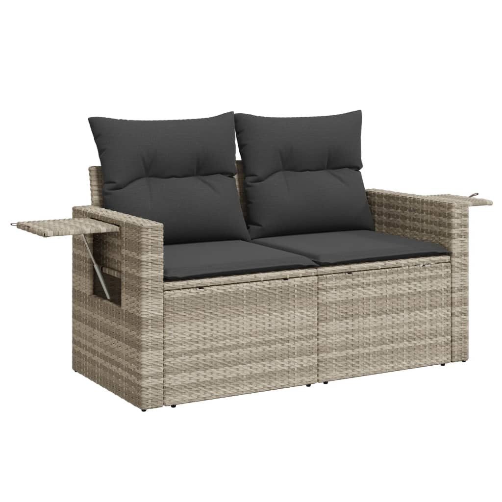 vidaXL Gartenlounge-Set, Gartensofa mit Kissen 2-Sitzer Hellgrau Poly Rattan