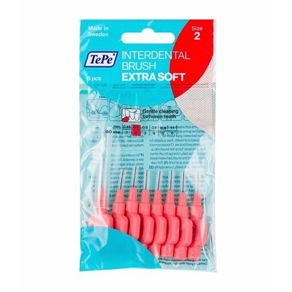TePe Interdentalbürsten Interdentalbürste Extra Soft Rot ISO Gr. 2