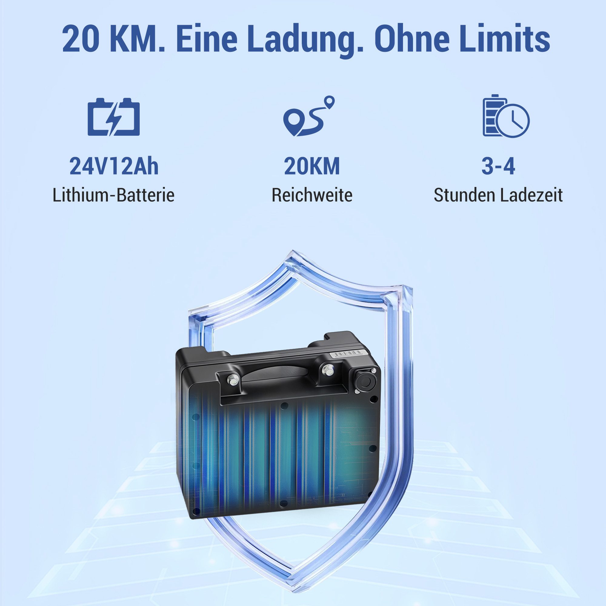 Vankel Elektrorollstuhl Elektrisch Faltbar Leicht bis 150KG, Faltbar, 25 km, seniorenmobil, 2x250W, 6,00 km/h E-Rollstuhl