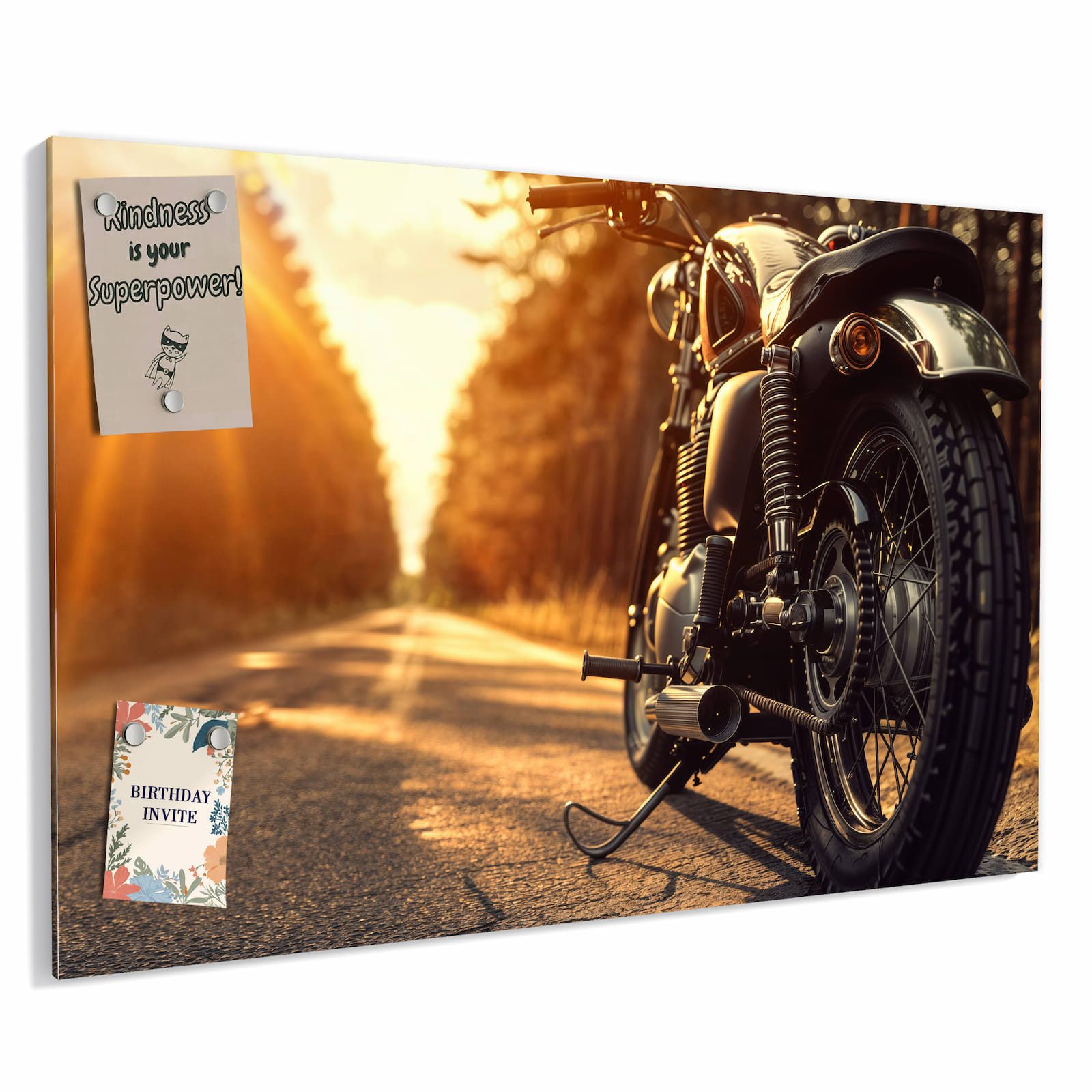 Primedeco Memoboard Metall Motorradsonne – beschreibbar & magnetisch, (Inklusive Stift, Magnete und Montagematerial, 1-tlg., 9 verschiedene Größen), Magnetisch und Beschreibbar
