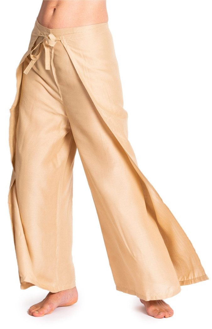 PANASIAM Palazzohose Hosenrock Damen aus leichter Viskose - elegante weite Palazzo Hose Wickelhose einfarbig - gerader Schnitt - luftige Sommerhose Boho Stil