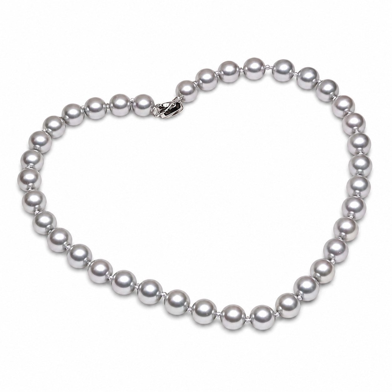 ROUGEMONT Perlenkette Handgefertigte Damen Perlen Halskette 8mm 45cm Länge Muschelperle