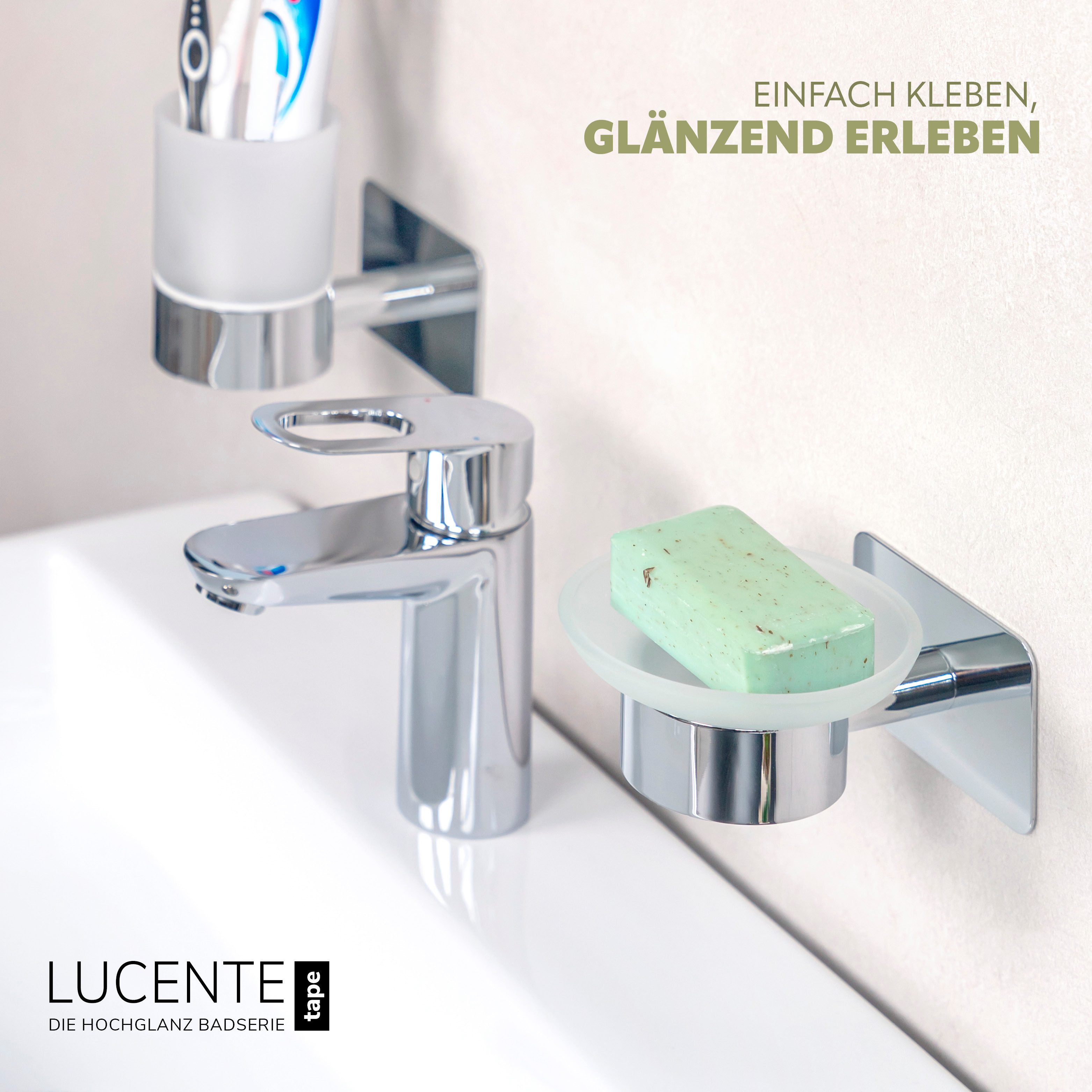bremermann Seifenschale Bad-Serie LUCENTE TAPE - mit Klebepad, verchromt, B günstig online kaufen