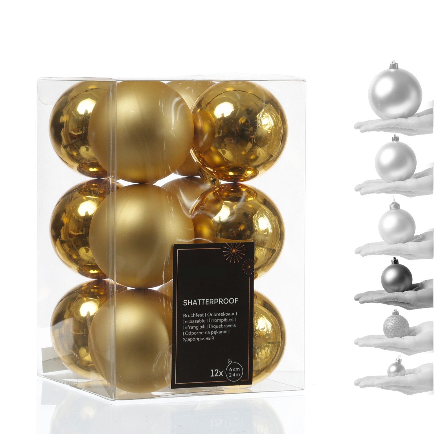 MARELIDA Weihnachtsbaumkugel Weihnachtskugeln bruchfest 6cm Christbaumkugeln gold 12St (12 St)