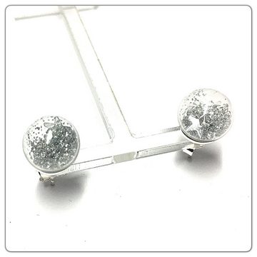 Edelschmiede925 Paar Ohrstecker Edelschmiede925 Hohlglasperle - Ohrstecker 925 Silber Glitter klar (Set)