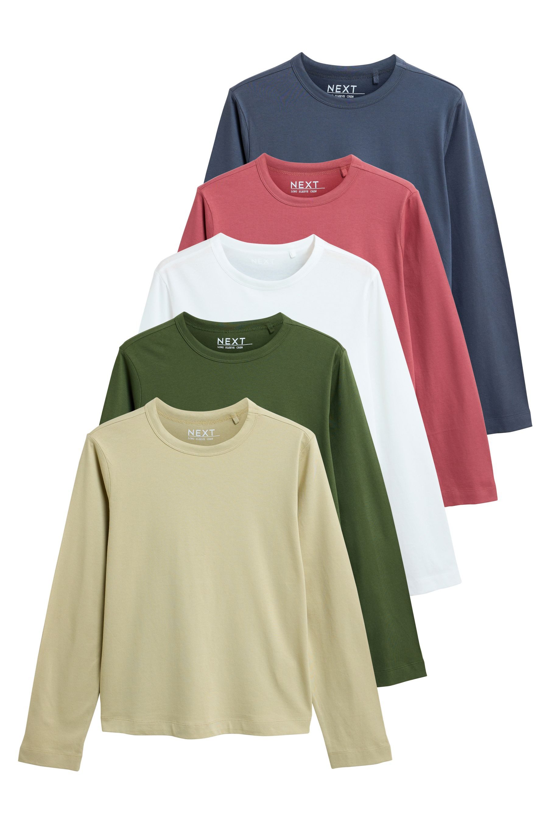 Next Langarmshirt 5er-Pack Langarmshirts mit Rundhalsausschnitt (5-tlg)
