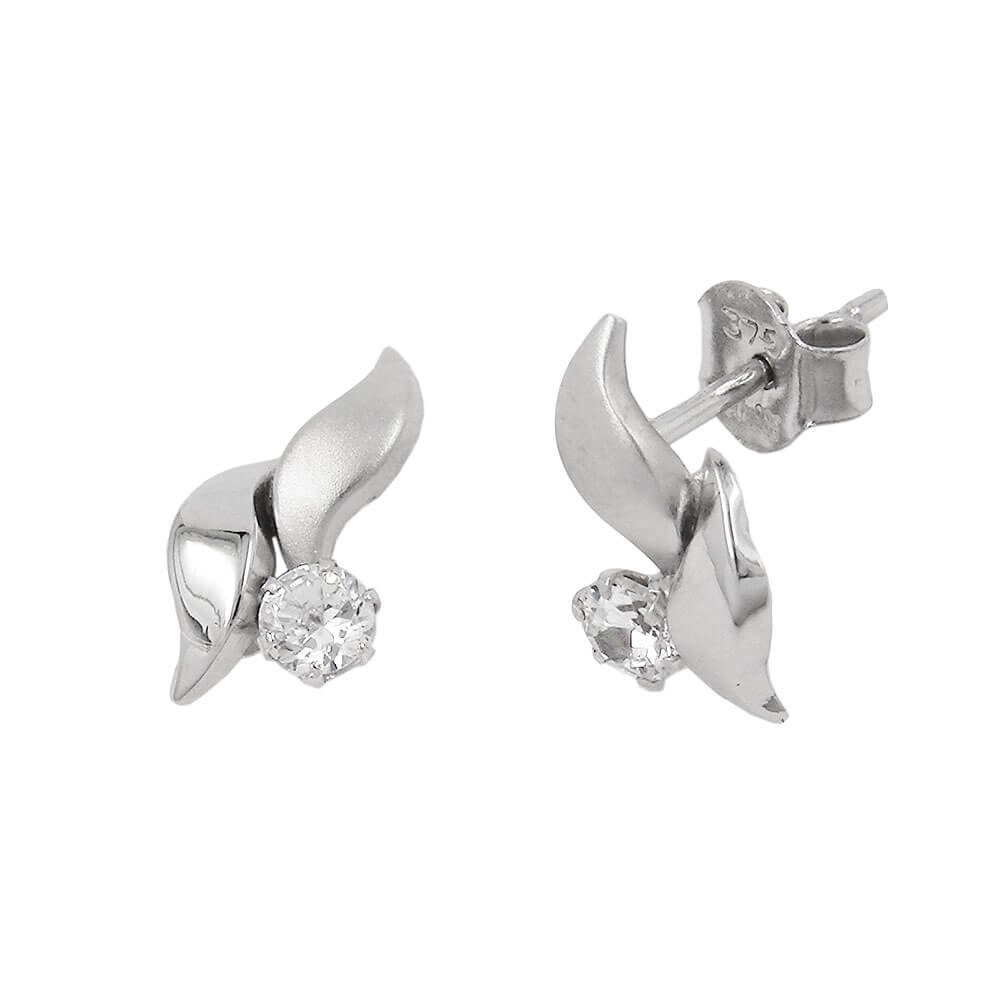 Paar Ohrstecker Ohrstecker Ohrring 11x6mm Zirkonia 9Kt Weißgold