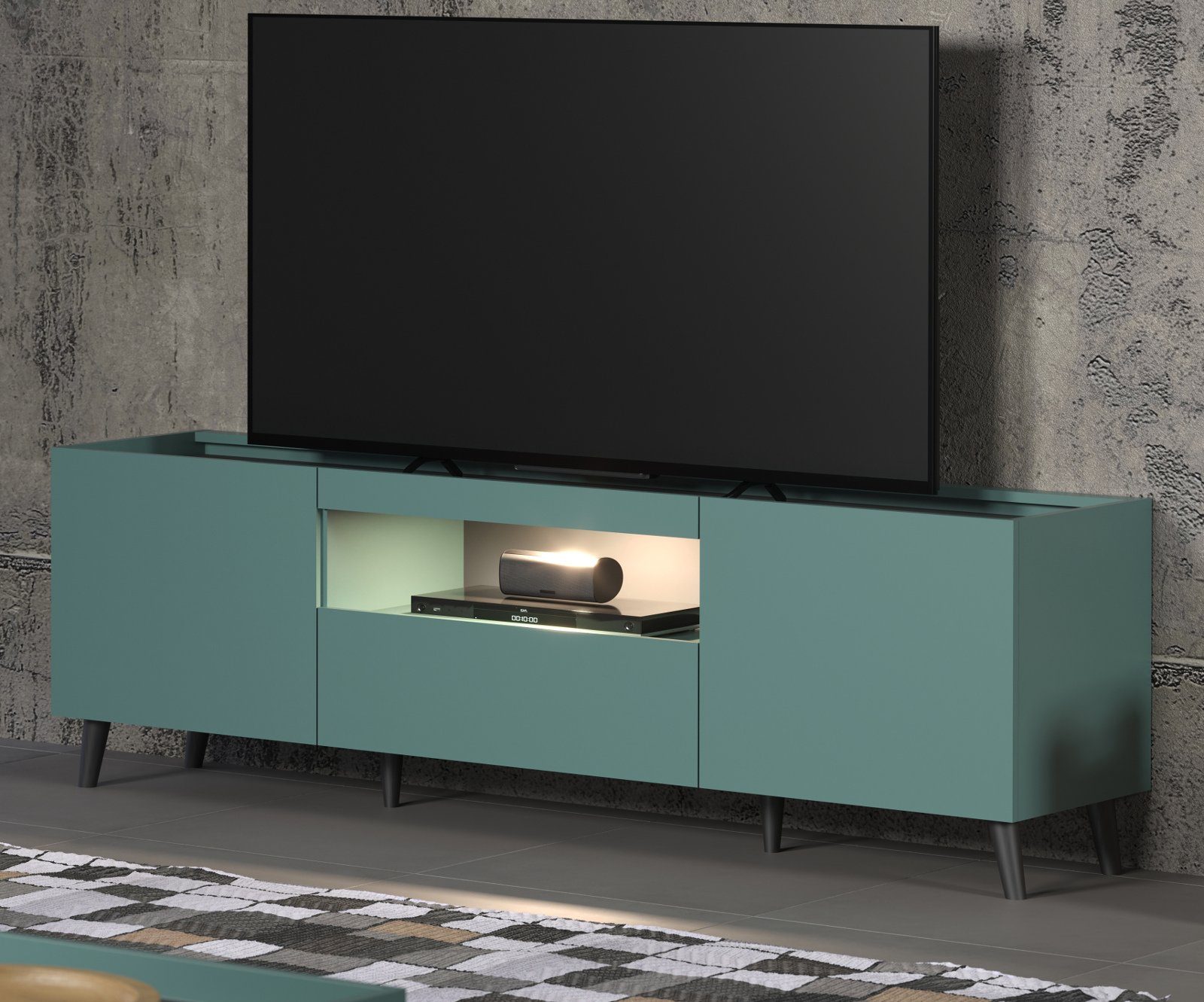 Dust Lowboard (Flat-TV in trendiges Designmöbel Blue), trendteam Melton Unterschrank