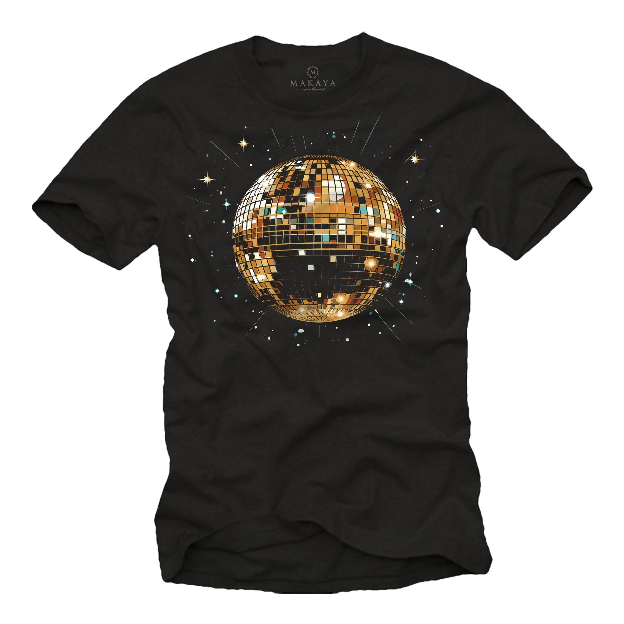 MAKAYA T-Shirt Herren Disco Motiv 60er 70er 80er Jahre Woodstock Style Musik Geschenke, Jungs, Männer