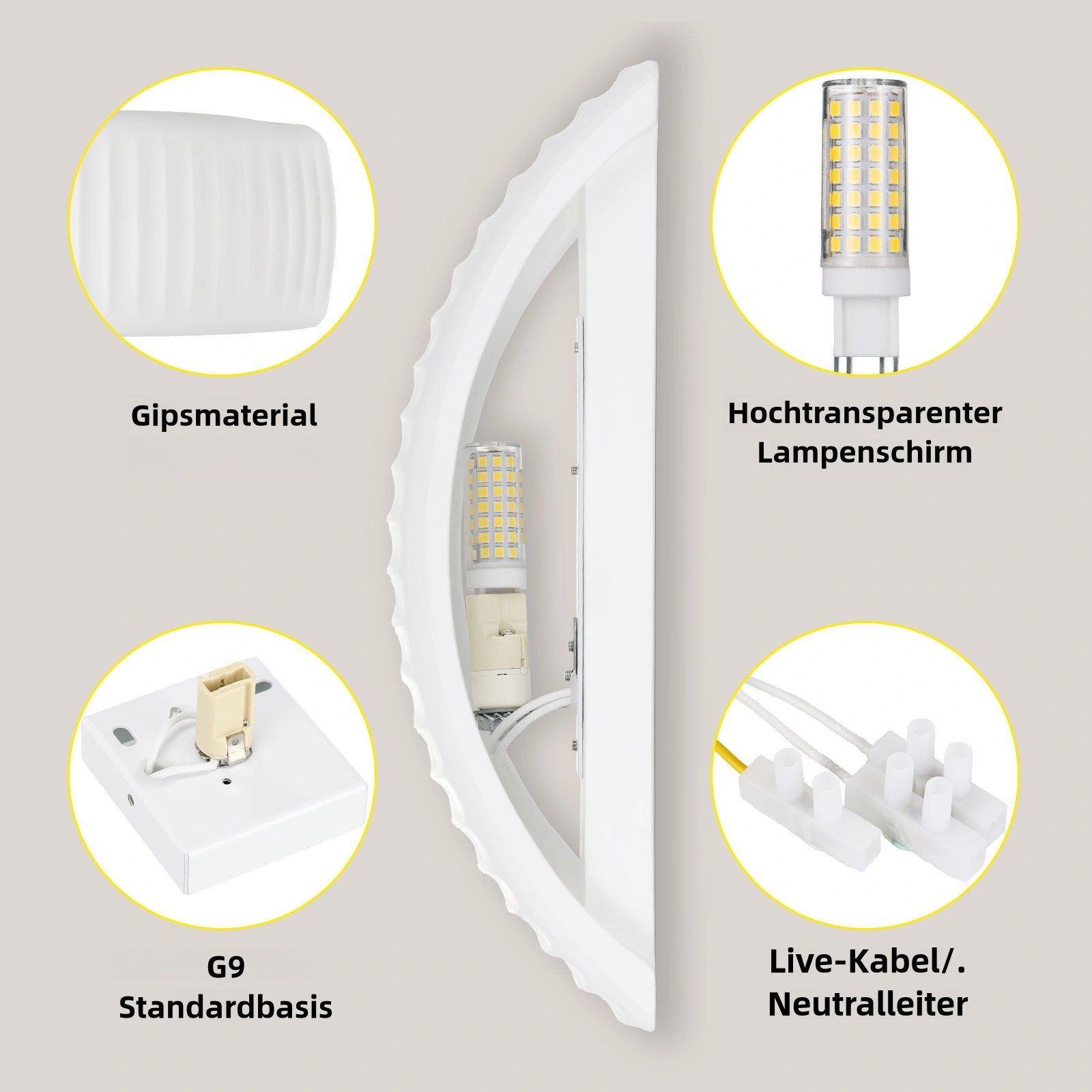 TLGREEN Wandleuchte LED Wandleuchte aus Gips,Innenlicht,Auf- günstig online kaufen