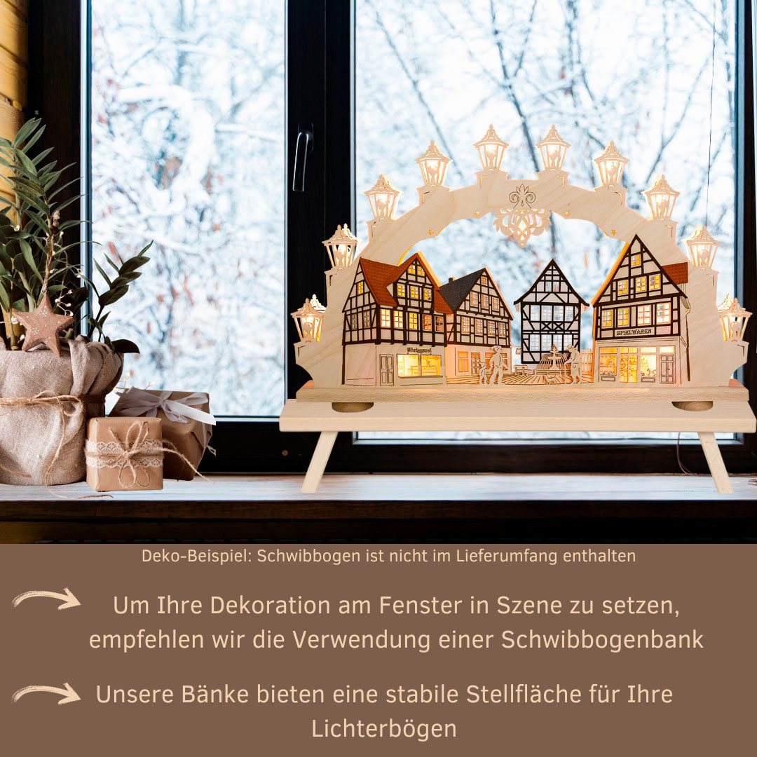 Weigla Schwibbogen-Fensterbank Weihnachtsdeko, Made in Germany (1-tlg), aus Buchenholz, Tiefe ca. 7,5 cm – Bild 4 von 5