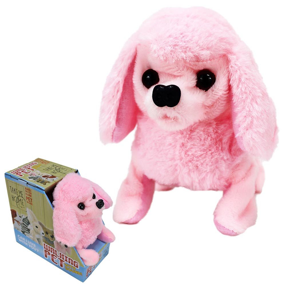 Kuscheltier Take Me Home Pudel Hund laufend mit Sound rosa - ca. 15,5 cm