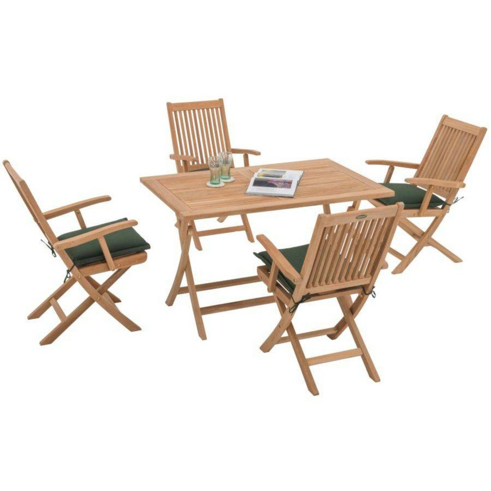 ROG-Gardenline Garten-Essgruppe »Glasgow«, Möbelset aus Teak - 1 Tisch & 4  Stühle mit passenden Sitzauflagen online kaufen | OTTO