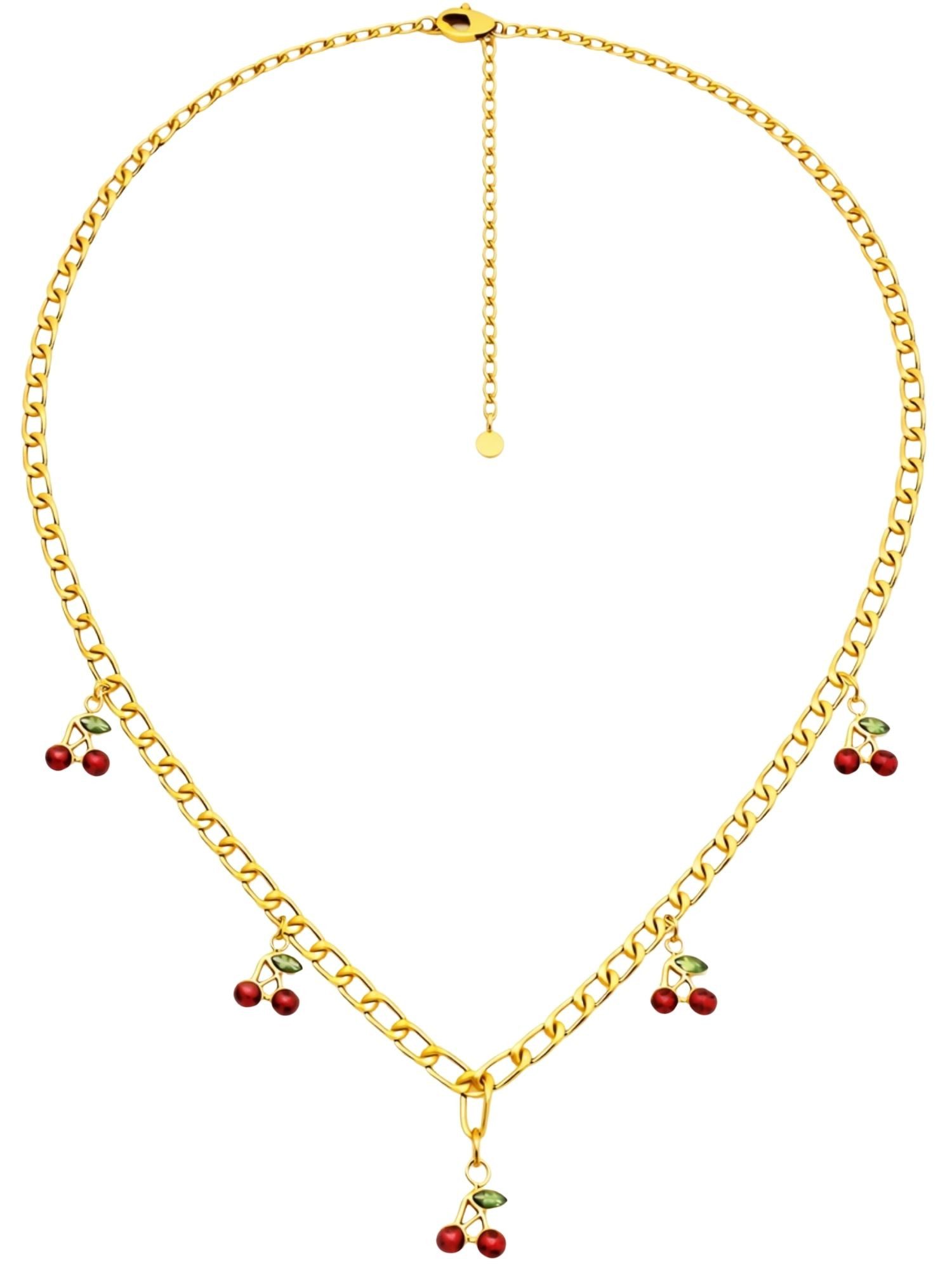 BS Schmuckdesign Statementkette Halskette Damen Figarokette verspielte Anhänger 18K vergoldet (inkl. Geschenkbox), 18K vergoldet, hypoallergen & wasserfest