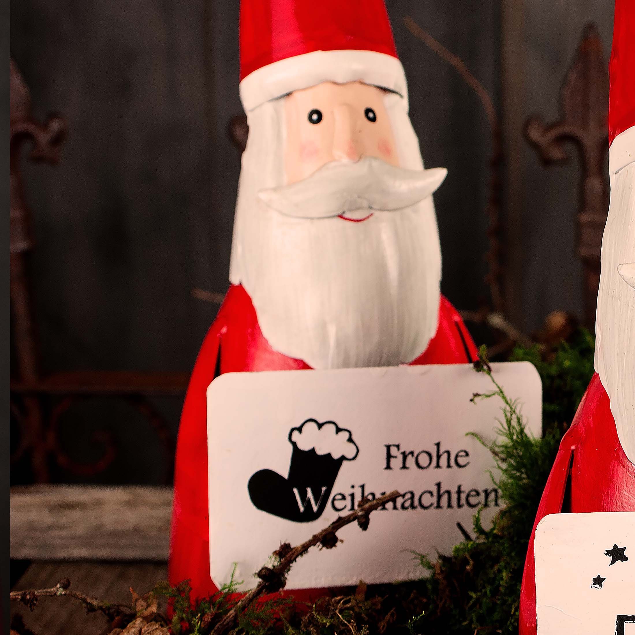 Paulslandhaus Gartenfigur Zaunhocker Weihnachtsmann Pfostenhocker Nikolaus Weihnachtsdekoration