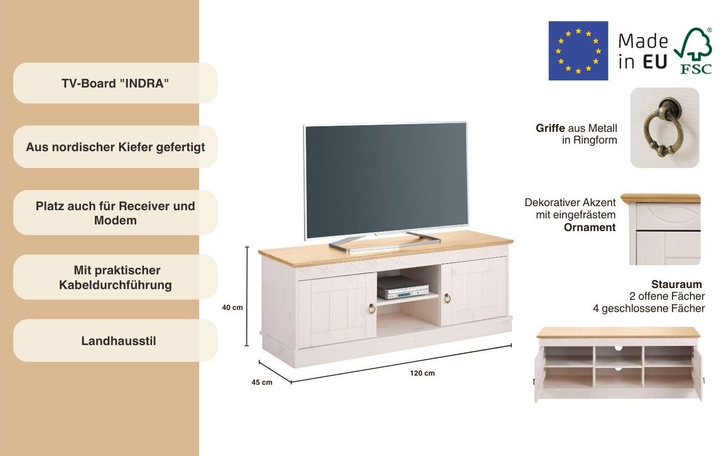 OTTO home TV-Board Indra, wahlweise in 2 Breiten, Fernsehtisch