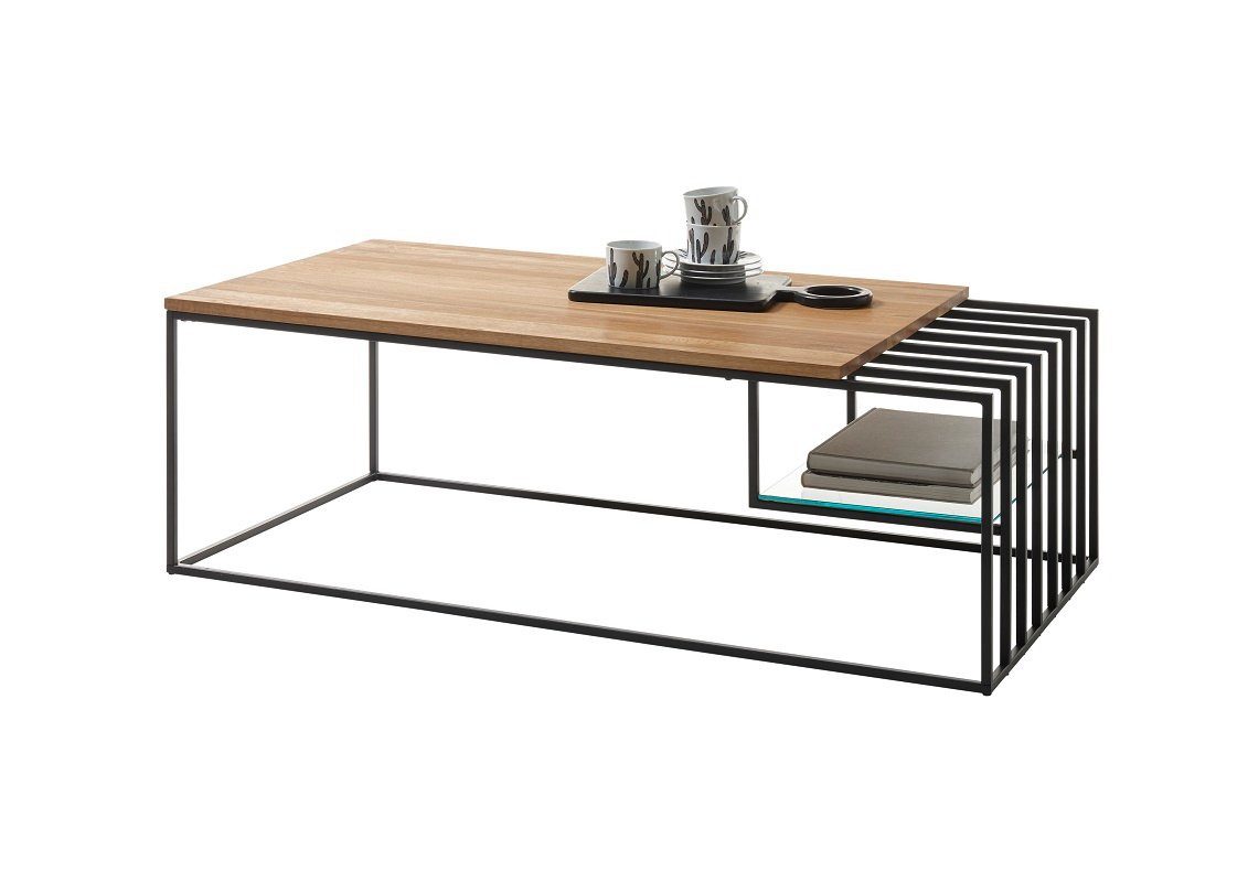 MCA furniture Couchtisch Couchtisch Juba, Eiche massiv, 120x60, Eichefarben / schwarz (no-Set), Breite 120 cm,Tischplatte aus Massivholz