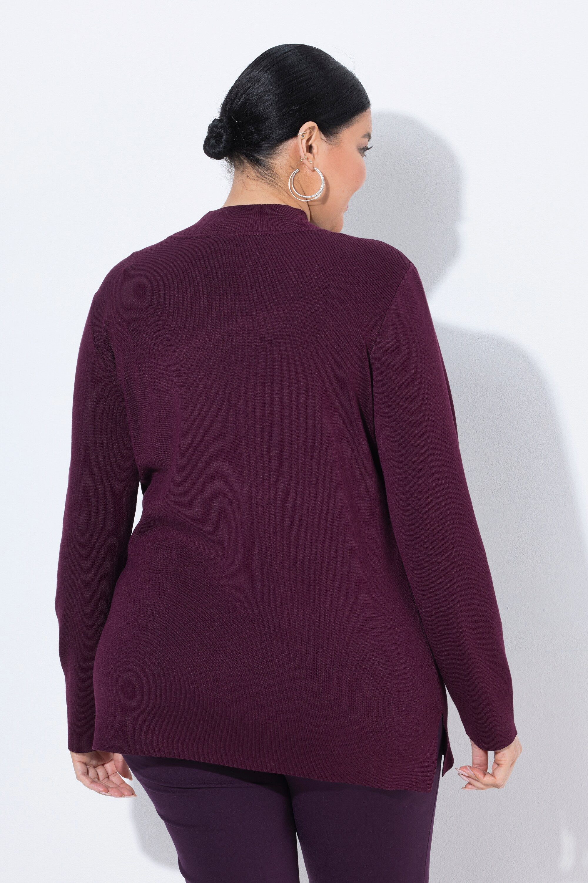 Ulla Popken Strickpullover Pullover Ziersteinchen Stehkragen Langarm