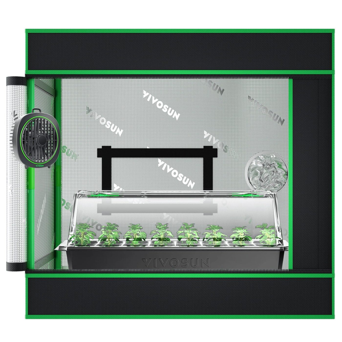 VIVOSUN Gewächshaus Vivosun Klonzelt Komplettset, BxTxH: 60 x 40 x 50 cm, BxLxH: 40 x 60 x 50 cm, 0,6 mm Wandstärke, Anzuchtschale, Heizmatte, Clip Ventilator, Rockwool Würfel
