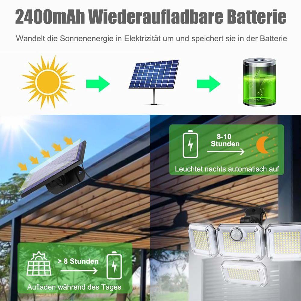 Sunicol LED Außen-Deckenleuchte 4 Köpfe Solarleuchte, günstig online kaufen