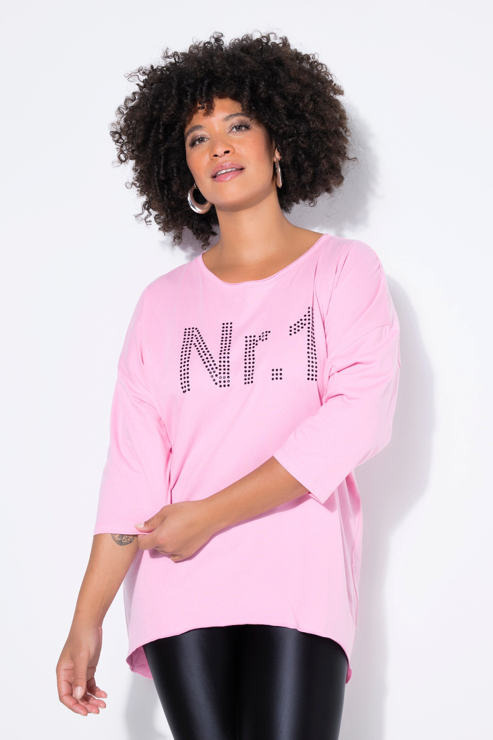 Longshirt Longshirt oversized "No.1"-Motiv aus Ziersteinchen