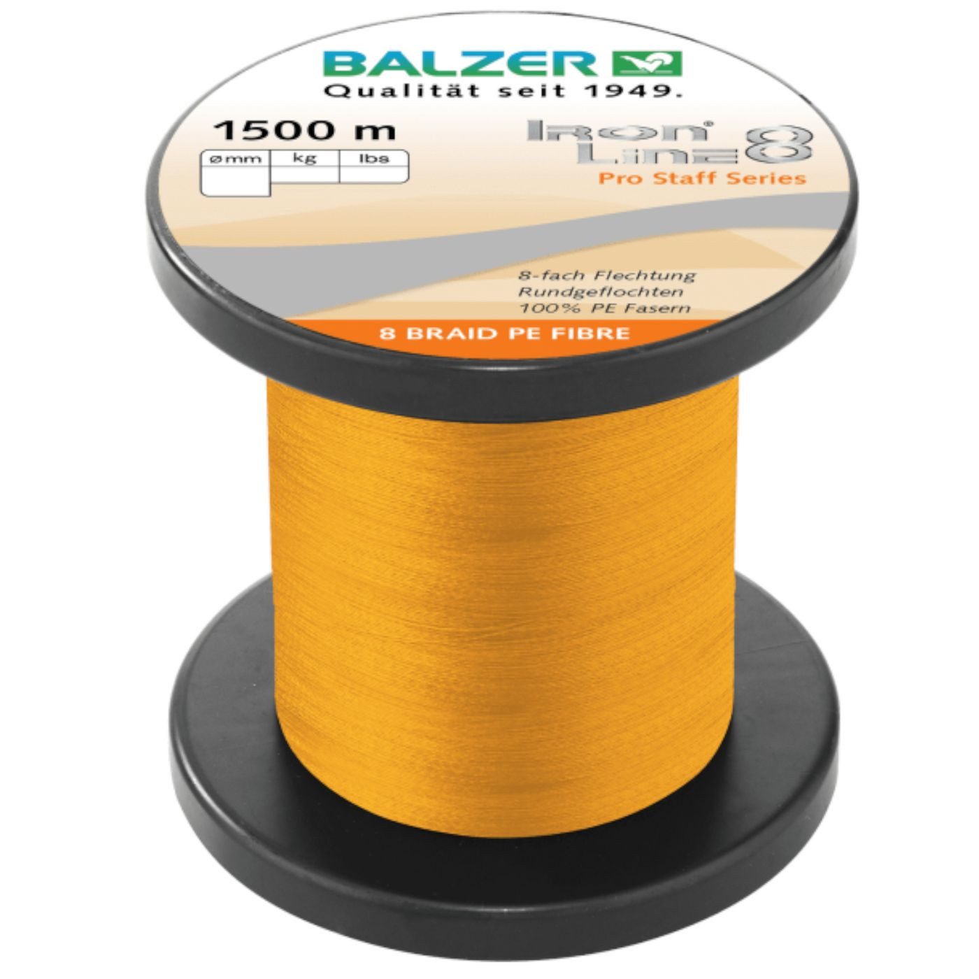 Angelschnur Balzer Ironline 8x orange - 1500m geflochtene Angelschnur