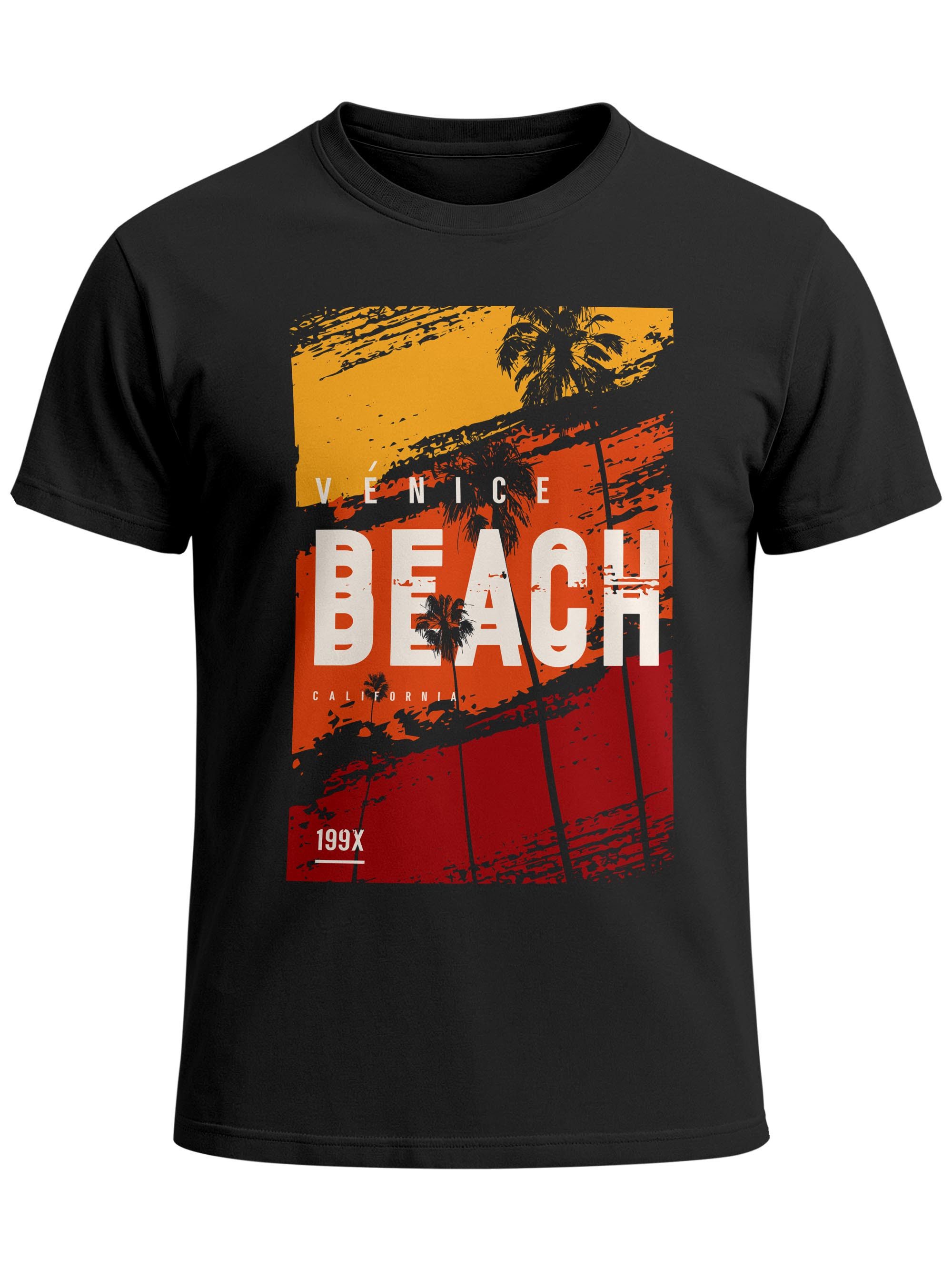 Neverless Print-Shirt Herren T-Shirt Sommer Venice Beach Surfing Motiv Aufdruck Strand mit Print