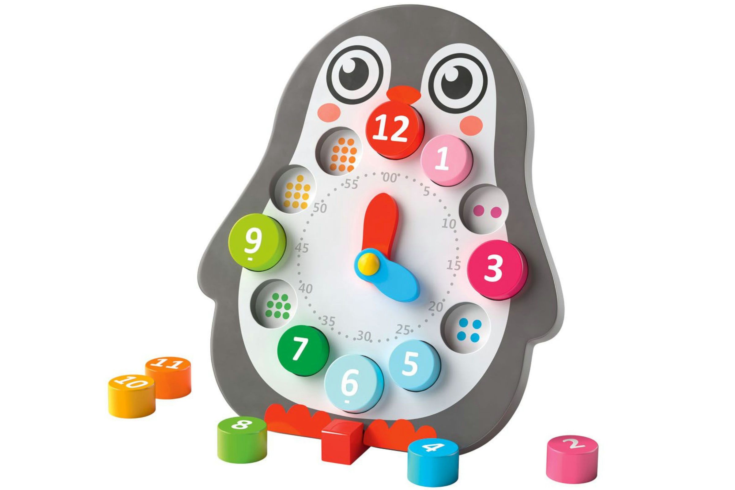 Playtive Lernspielzeug Lernuhr 14 teilig Motorik Spielzeug Kinder Baby Lernspiel Holzuhr (1-St., Kein Set), Fördert Feinmotorik, Konzentration & erstes Zeitverständnis