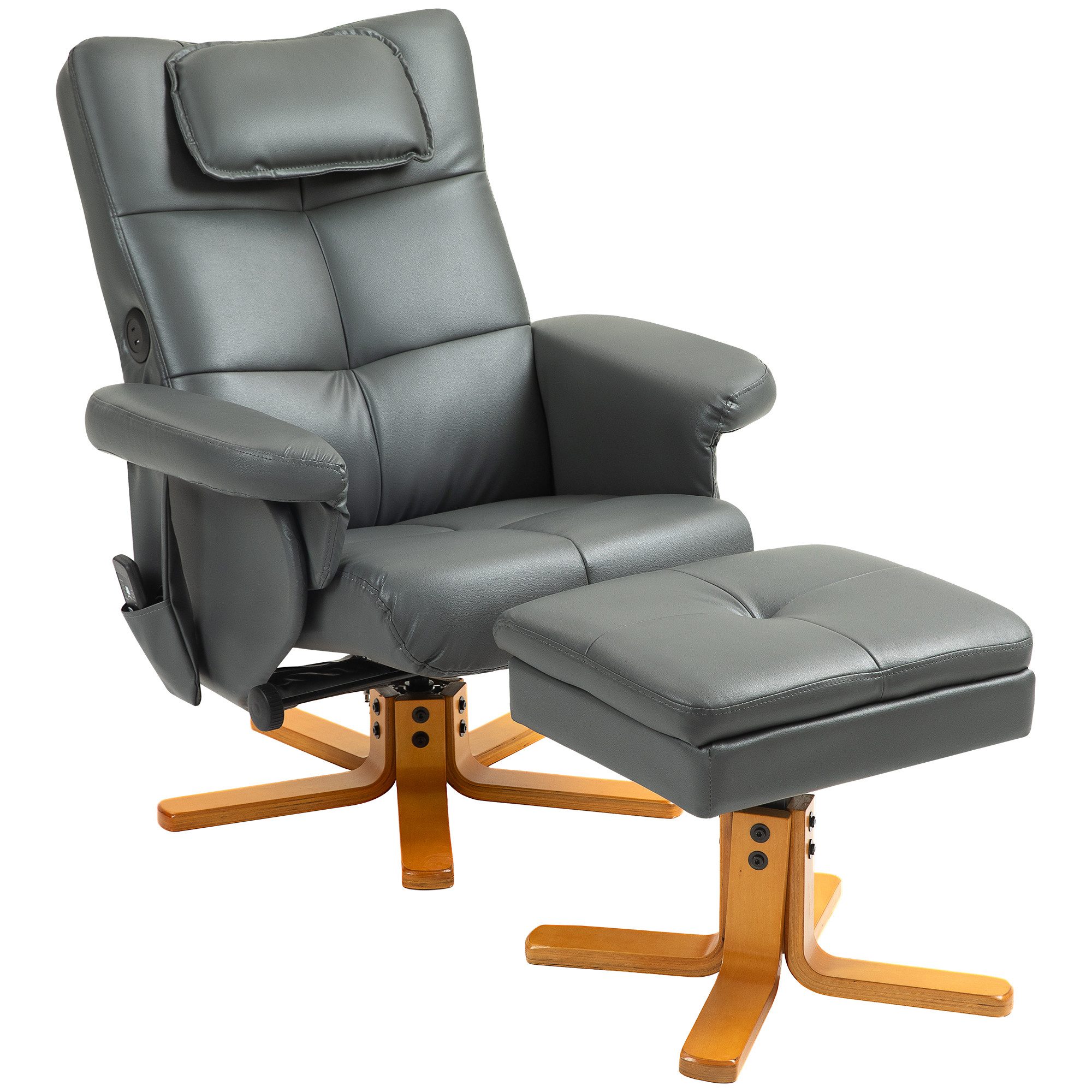 HOMCOM Massagesessel mit Hocker, Seitentasche, Stauraum, günstig online kaufen