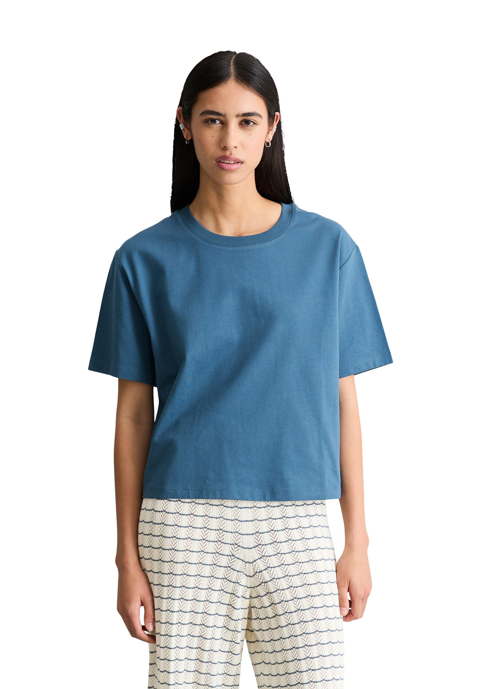 Marc O'Polo DENIM T-Shirt aus Material-Mix