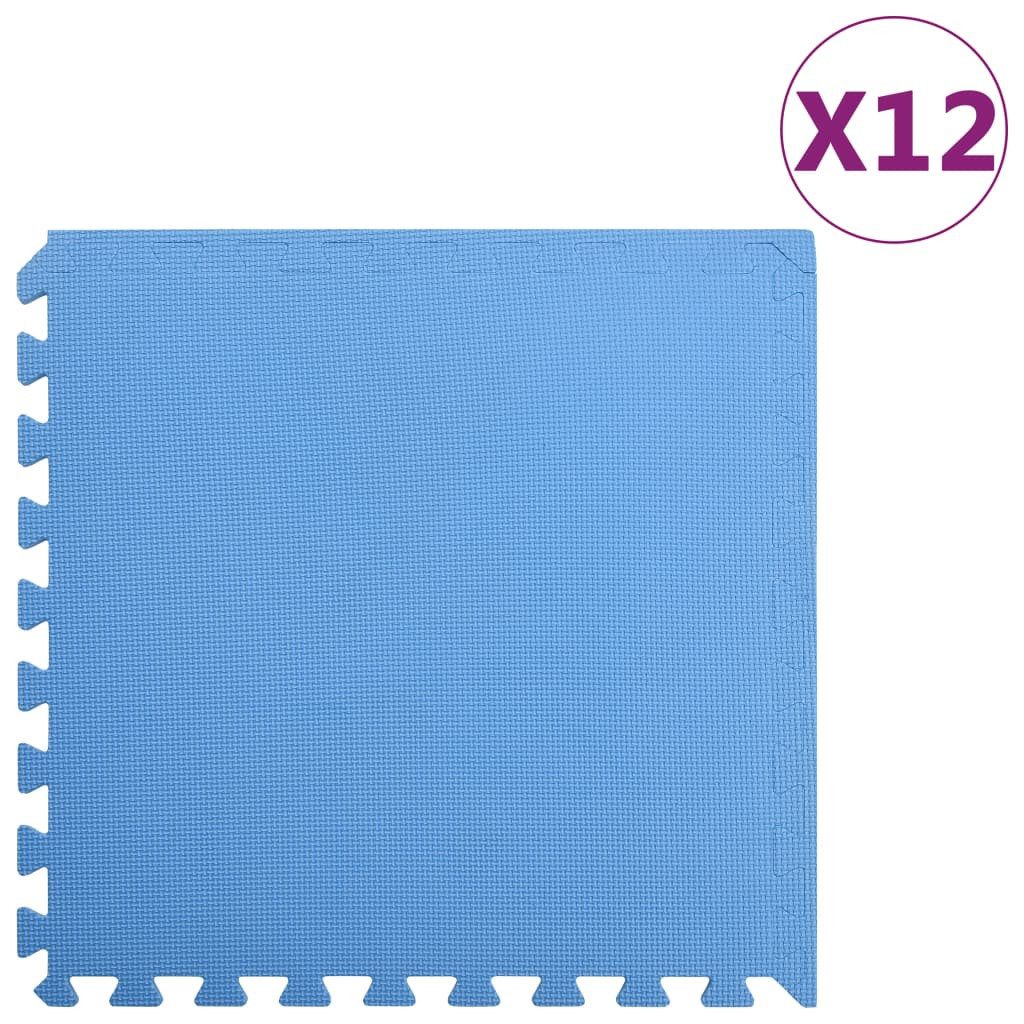 vidaXL Trainingsmatte 432 mÂ² Bodenmatten 12 Stk 4,32 m² EVA-Schaum Blau