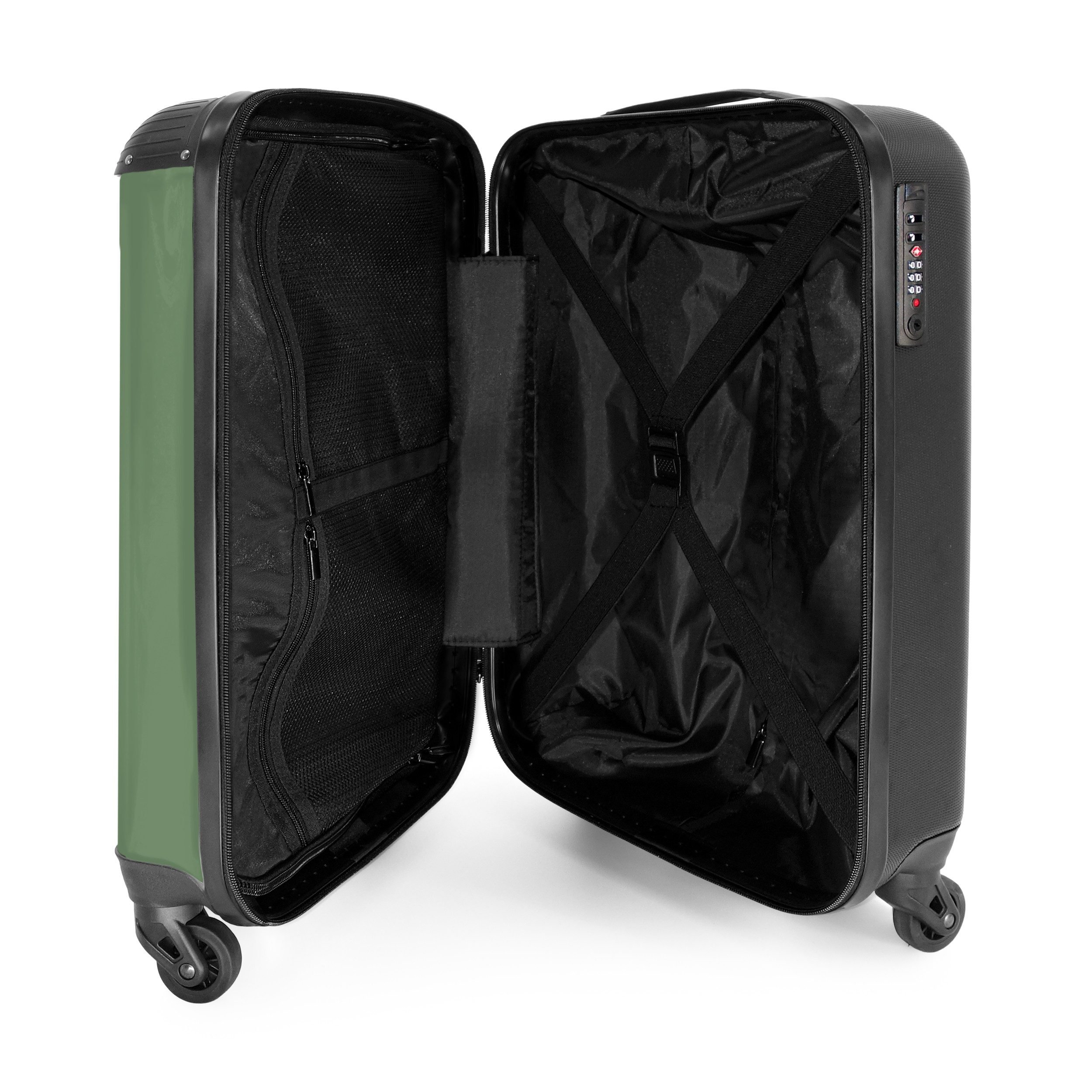 NoBoringSuitcases.com© Hartschalen-Trolley Grün mit Zitat "Tu, was dich glücklich macht". 55x35x20cm, 4 Rollen, Handgepäck Koffer & Trolleys, Luggage, Reisekoffer Frauen