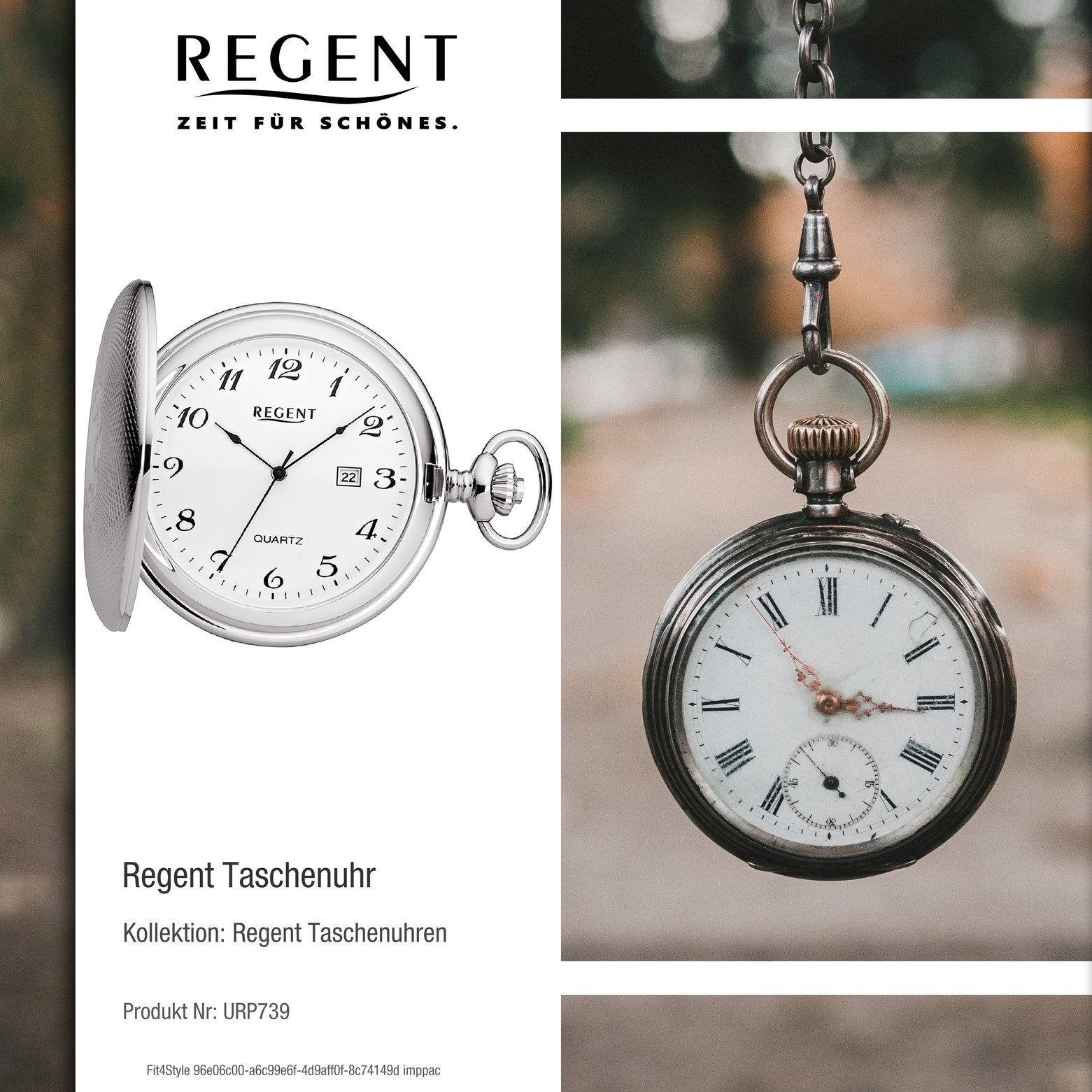 Regent Taschenuhr Regent Herren Taschenuhr Analog Gehäuse, (Analoguhr), Herren Taschenuhr rund, extra groß (ca. 51mm), Metall, Elegant – Bild 4 von 5