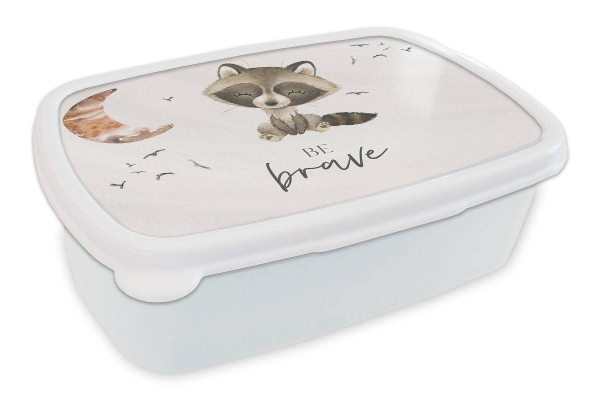 MuchoWow Lunchbox Aquarell - Sei mutig - Zitate - Kinder - Jungen - Mädchen, Kunststoff, (2-tlg), Brotbox für Kinder und Erwachsene, Brotdose, für Jungs und Mädchen weiß