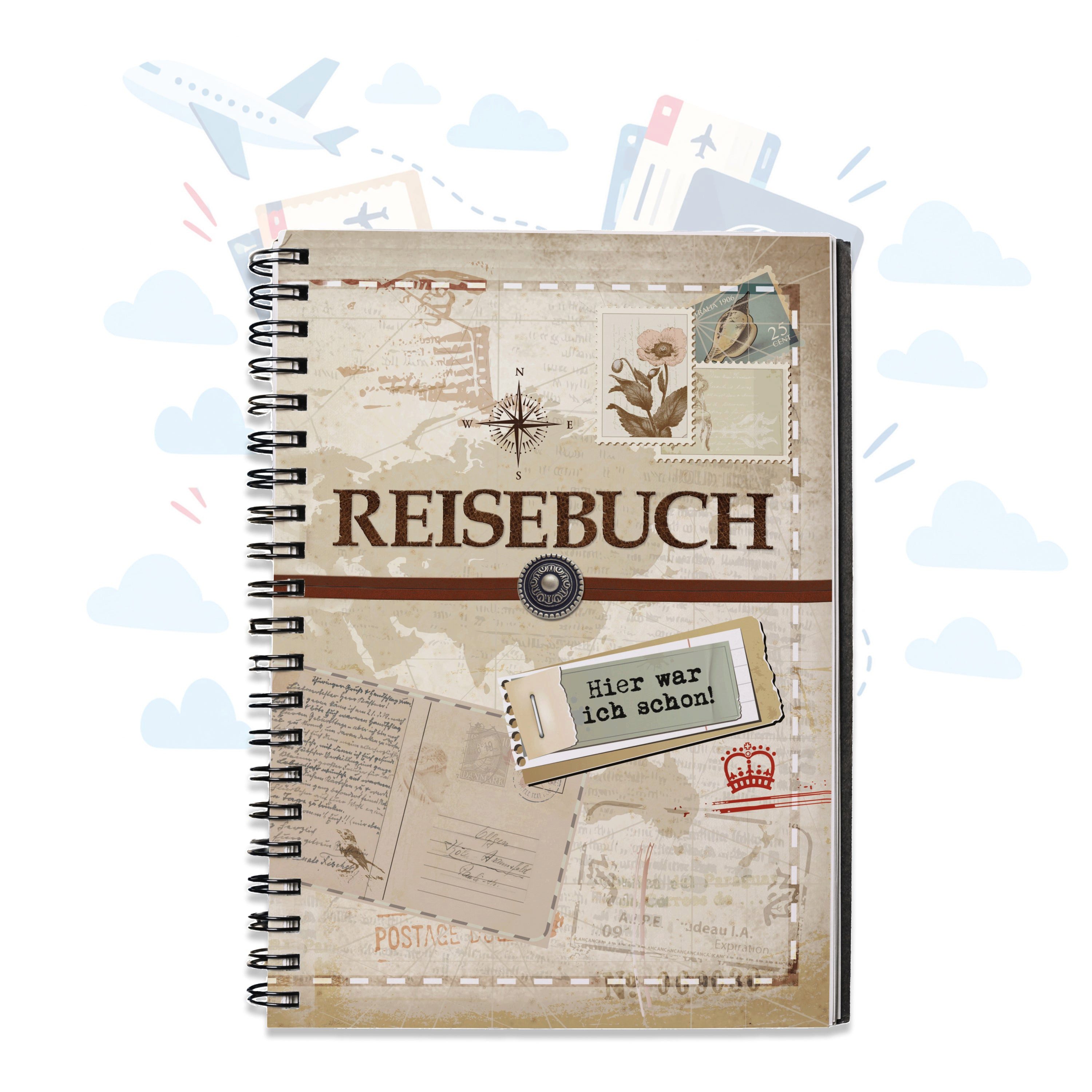 Logbuch-Verlag Notizbuch Ringbuch Collegblock A5 kariert im Reisebuch-Design – Notizblock