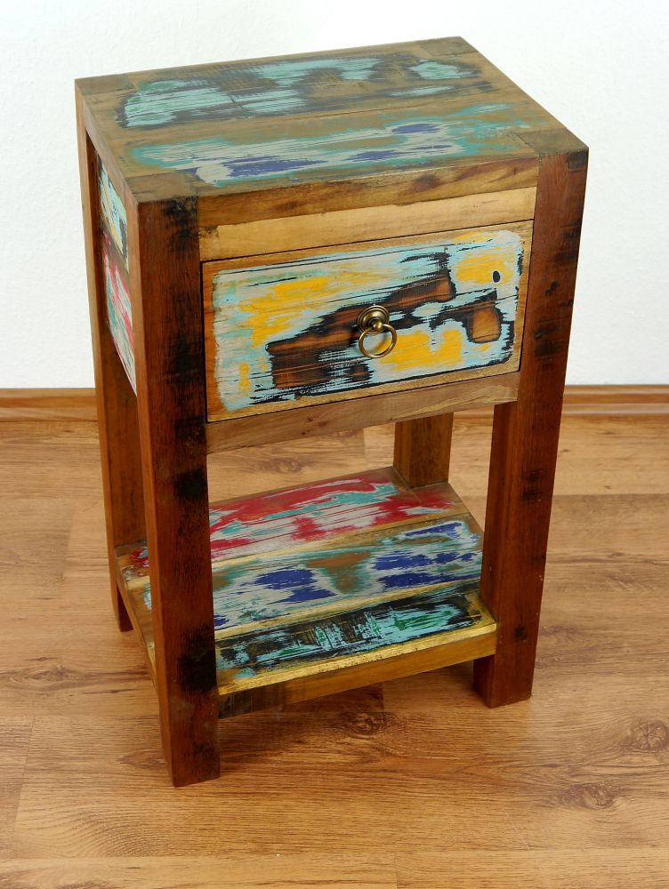 livasia Nachtschrank Nachtschrank aus Java, Teakholz, recyceltes Bootsholz 30x40x65cm