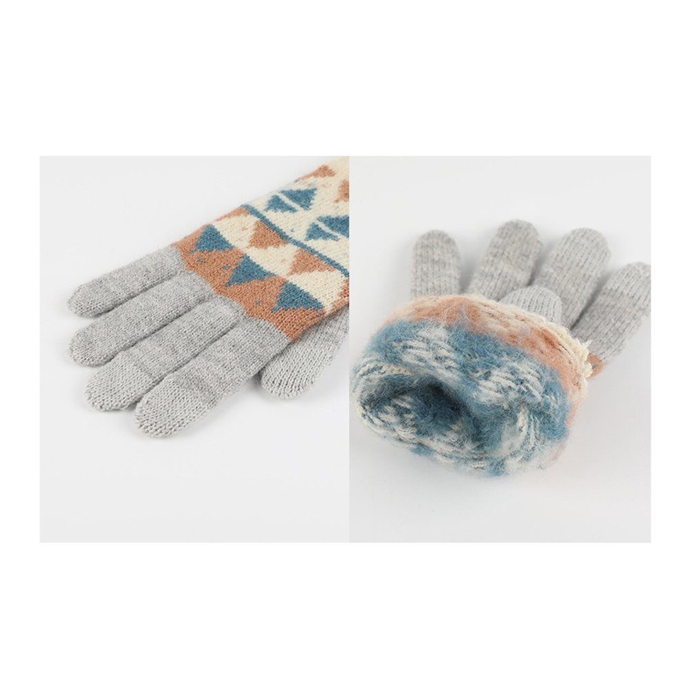 LYDMN Strickhandschuhe Mütze Winter Warm Dreiteilige Schal Strickschal gestrickte Blau Neue Set Hut und Handschuhe und Winter Handschuhe