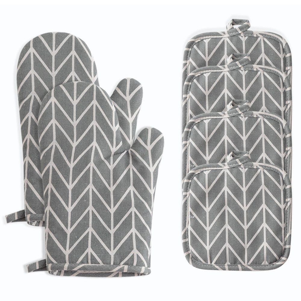 NUODWELL Topflappen 1 Paar Ofenhandschuhe mit 4 Stück Topflappen,Handschuhe günstig online kaufen