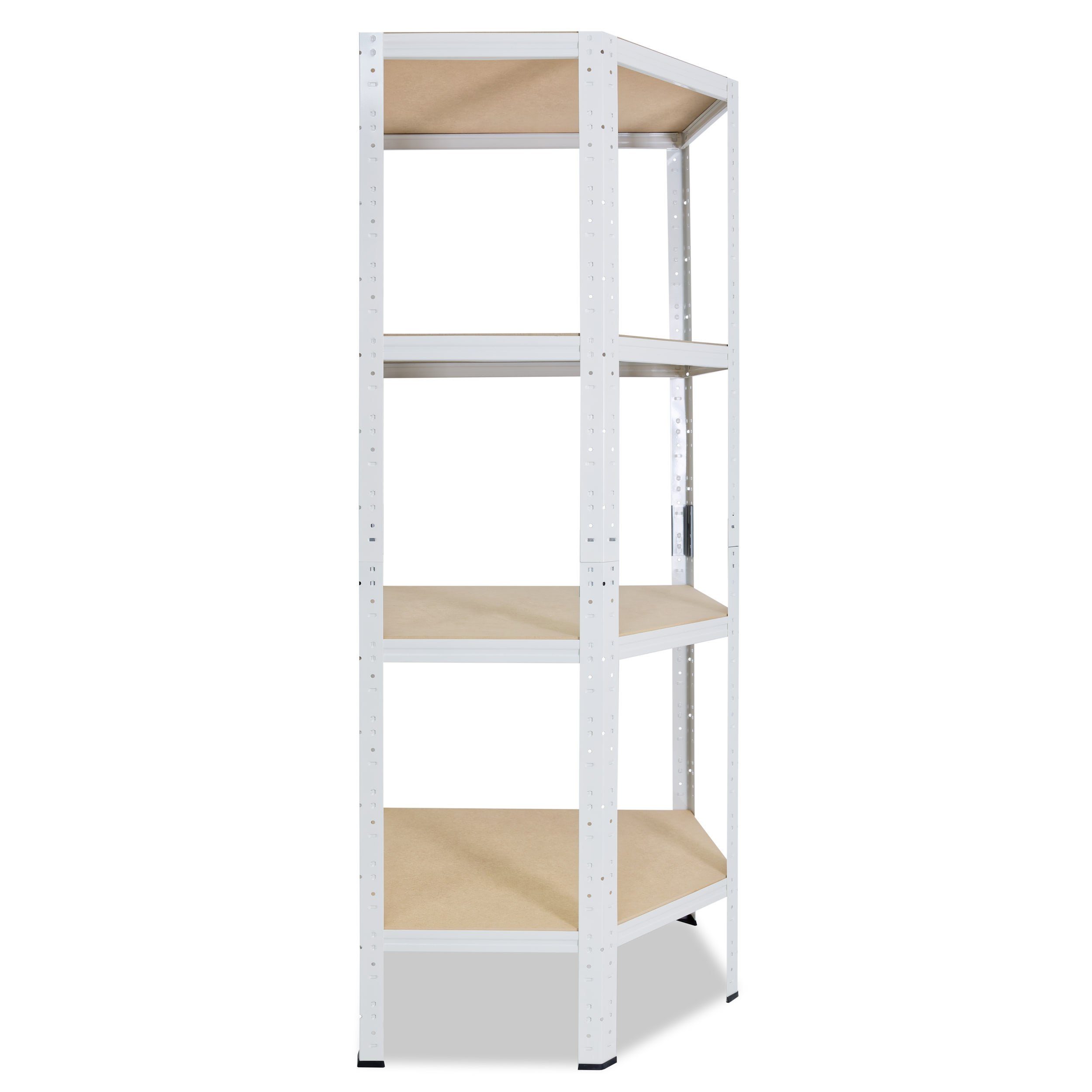 weiß, Schwerlastregal Eckregal Corner Regal Tragkraft Steckregal shelfplaza Shelf 175kg Eckregal verzinkt 4 Metall 155x90x60cm HOME, stehend Garagen Eckregal Böden, Keller mit Ecke,