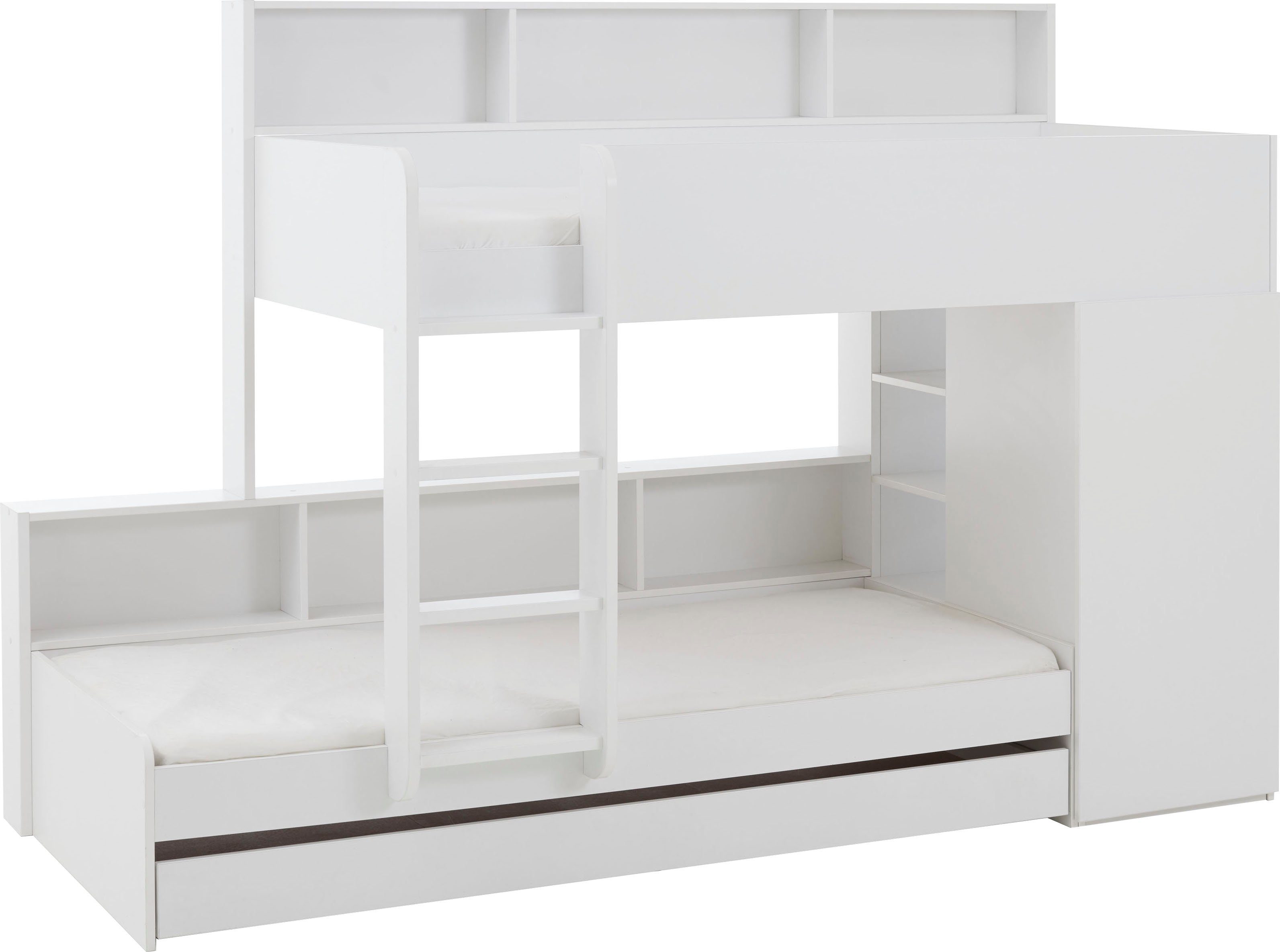 Relita Etagenbett, 2 Schlafgelegenheiten, Kleiderschrank, Regalablagen u. Bettschublade