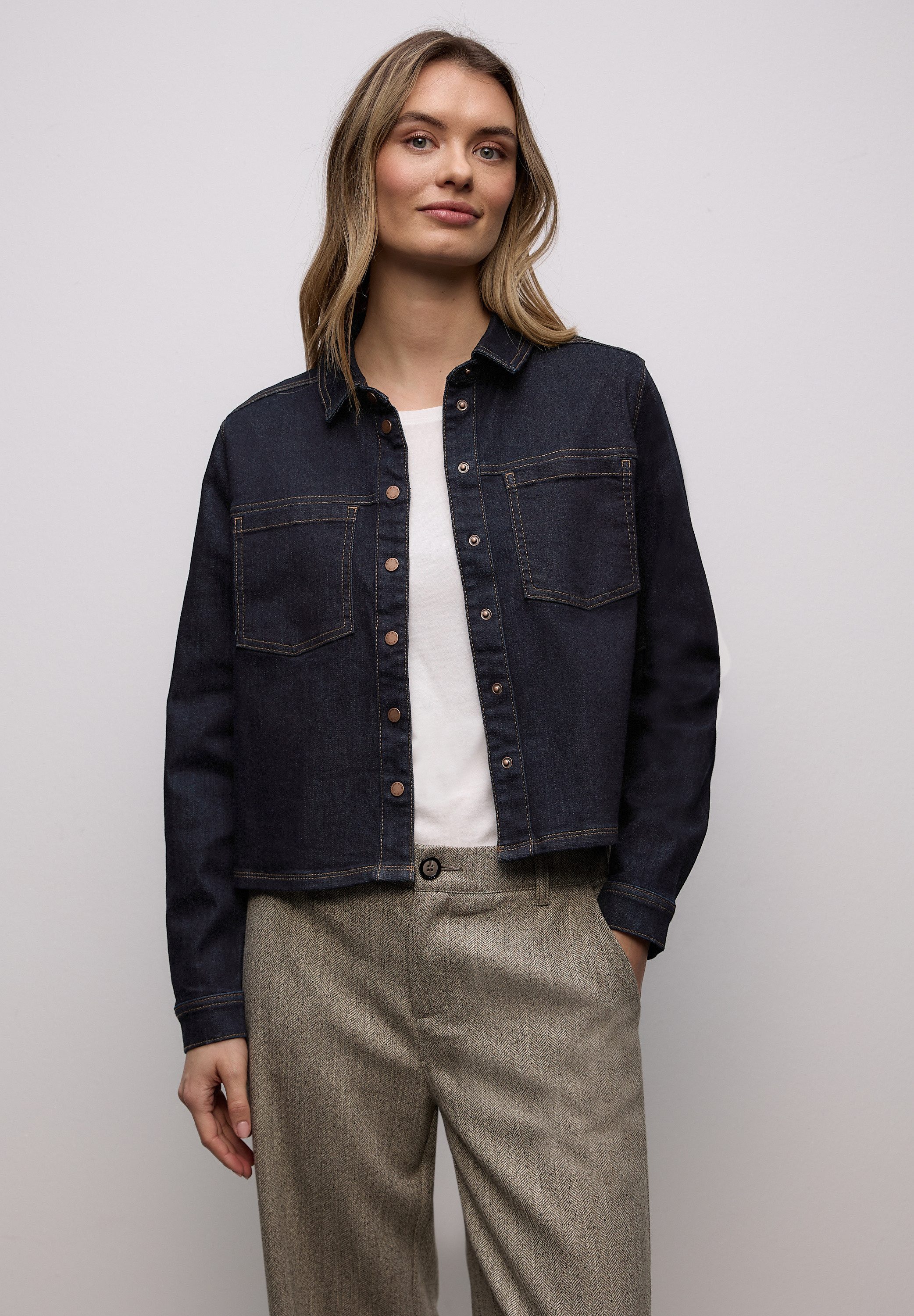 STREET ONE Langarmbluse in Denim-Optik