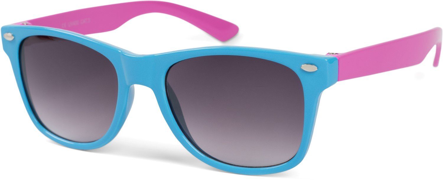styleBREAKER Sonnenbrille (1-St) Getönt Gestell Hellblau-Pink / Glas Grau Verlauf