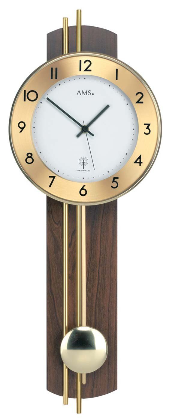 AMS Wanduhr Funkpendeluhr klassisch Messingstäbe - AMS Modell: 5266/1 günstig online kaufen