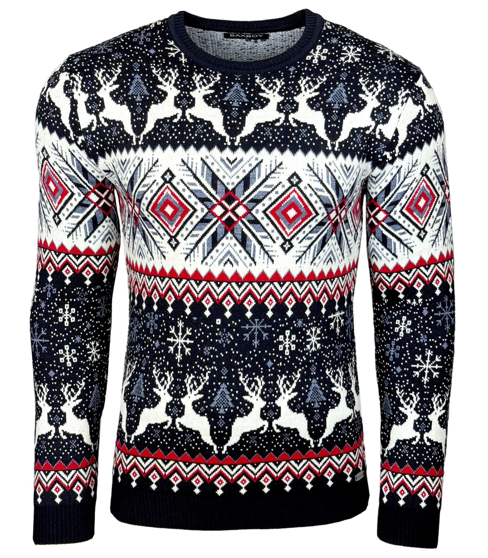 Baxboy Strickpullover BAXBOY Herren stylischer Rundhals Norweger Strick-Pul günstig online kaufen