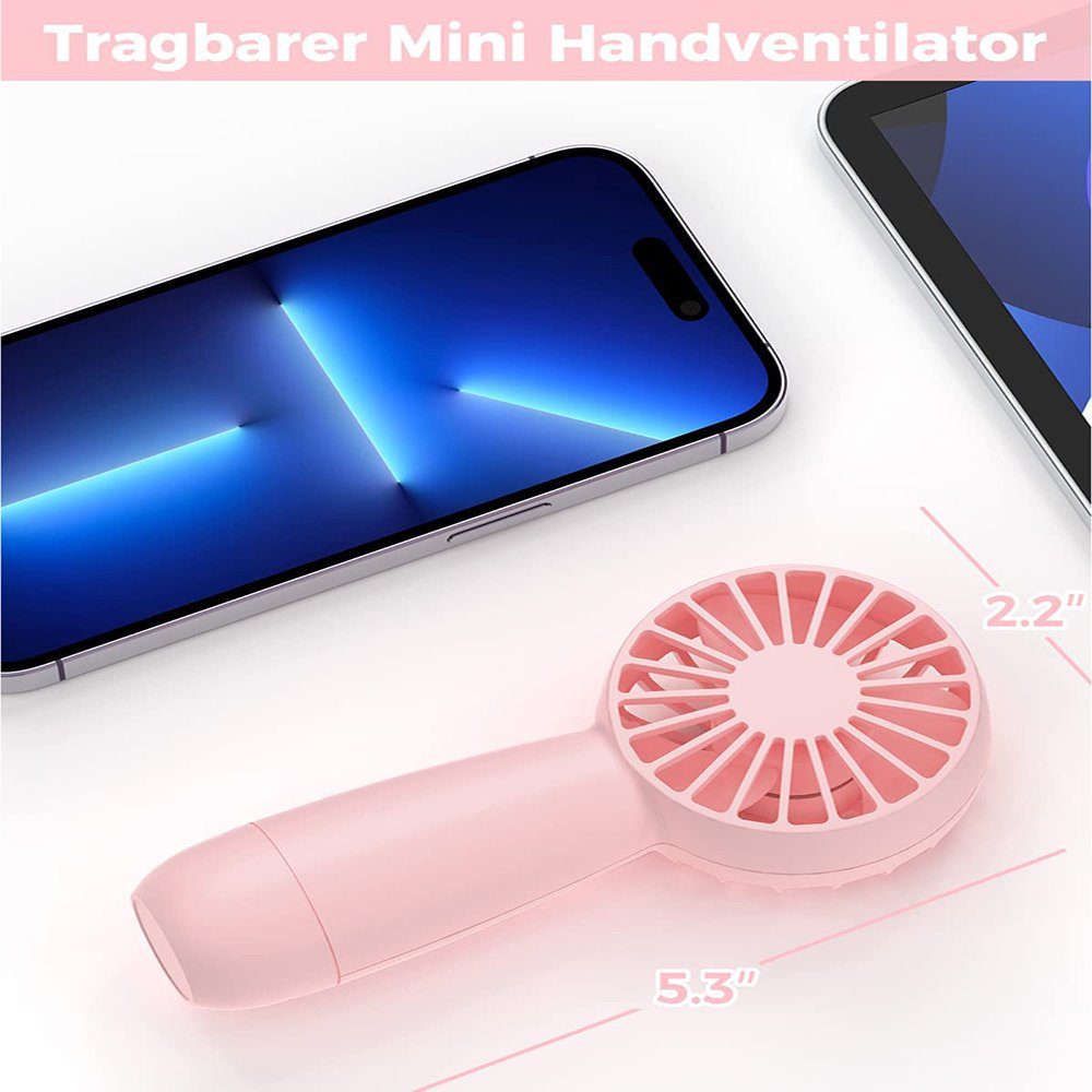Geschwindigkeiten Mini USB GelldG mit Handventilator, Tragbarer Ventilator Handventilator 3 rosa