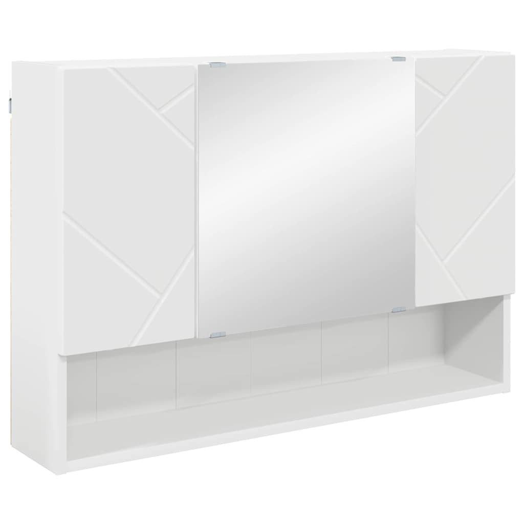 Badezimmerspiegelschrank Spiegelschrank Wandmontiert Weiß 80 x 17 x 55 cm Holzwerkstoff